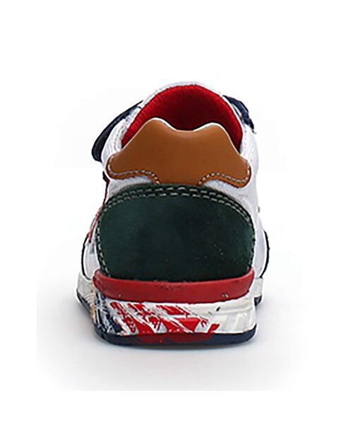 Neue Ferdi Ledersneaker in Grau/Blau/Rot