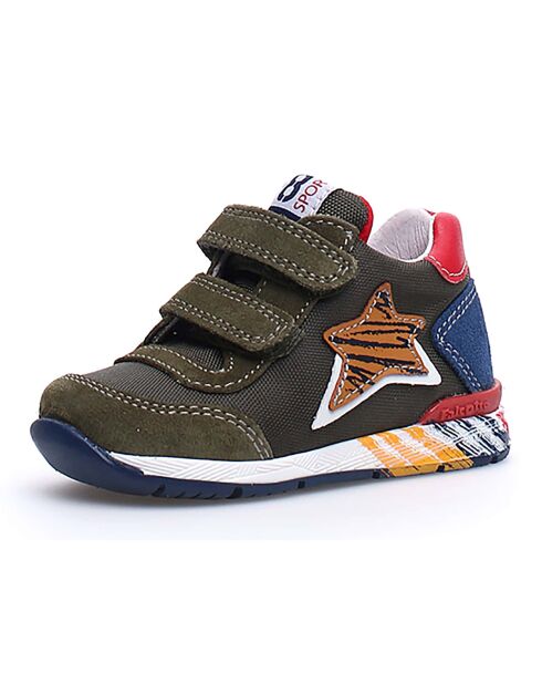 Sneakers New Ferdi aus Leder in Khaki/Orange