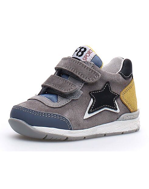 Sneakers New Ferdi aus blau/grau/gelbem Leder