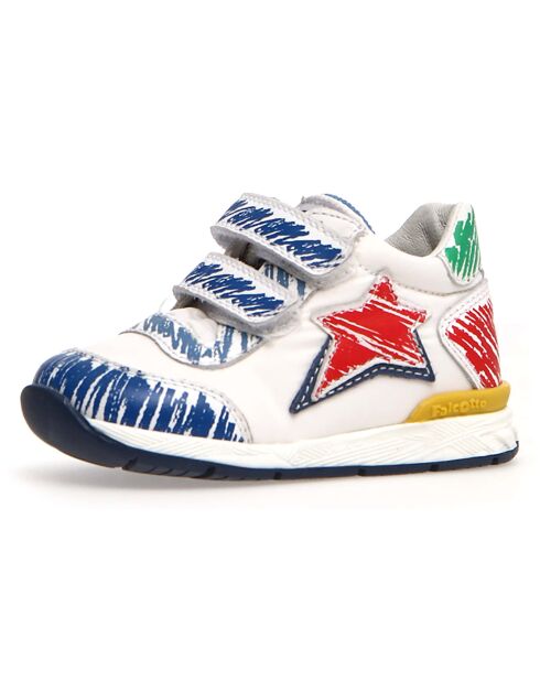 Baskets en Cuir New Ferdi blanc/bleu/rouge