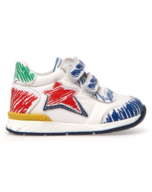 Baskets en Cuir New Ferdi blanc/bleu/rouge
