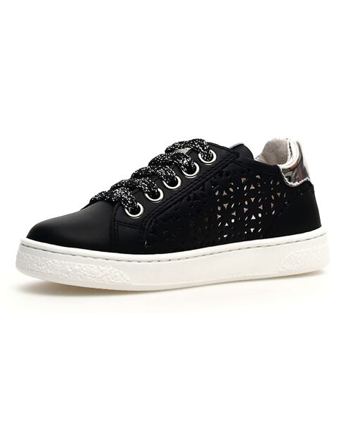 Schwarze Sneakers aus Well aus Leder