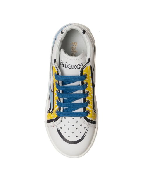 Weiße/mehrfarbige Bayl-Ledersneaker