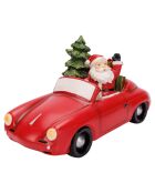 Pere Noel En Voiture rouge blanc - 25x11x14 cm