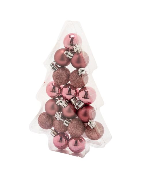 17 Boules de Noel roses - D.12 cm