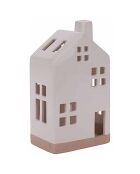 Bougeoir maisonnette blanc - 10x7x18 cm