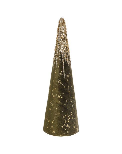 Cone Golden Paillettes vert - 12.5x12.5x39 cm