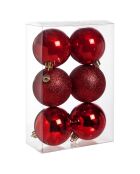 6 Boules de Noel rouges - D.16 cm