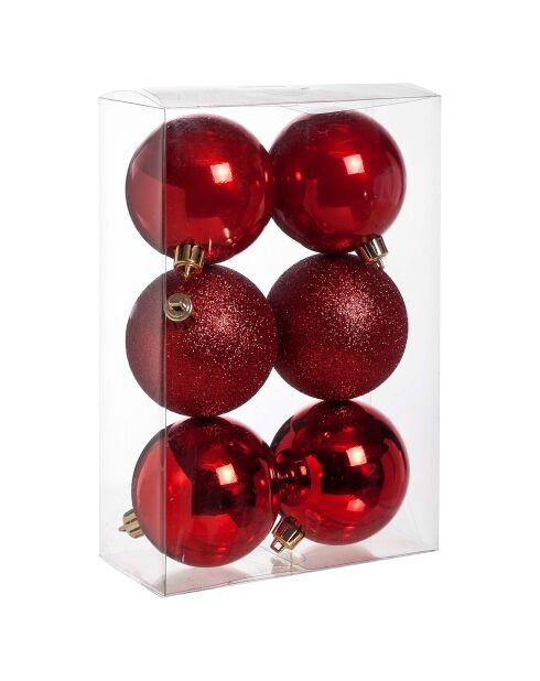 6 Boules de Noel rouges - D.16 cm