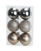 6 Boules de Noel champagne - D.16 cm