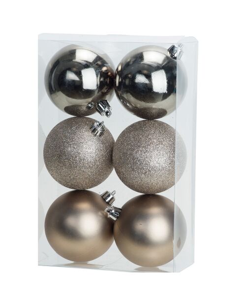 6 Boules de Noel champagne - D.16 cm