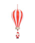 Pere Noel ballon rouge/blanc - 8x8x18 cm