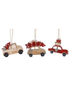 6 Suspensions voiture rouges - 24.5x2x8 cm