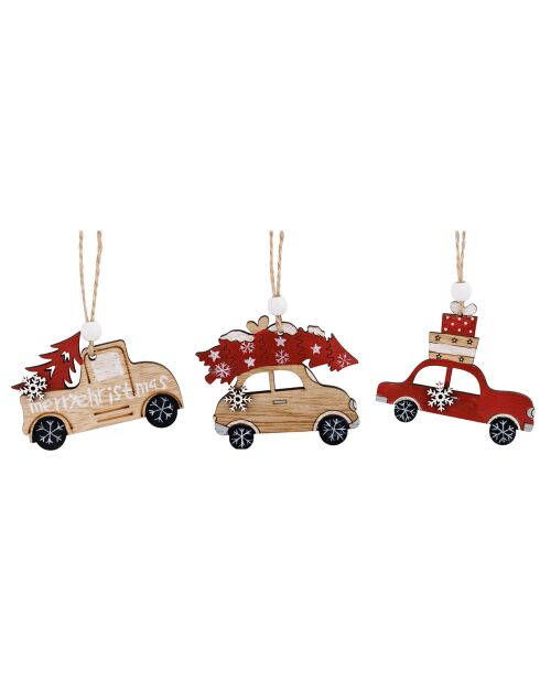 6 Suspensions voiture rouges - 24.5x2x8 cm