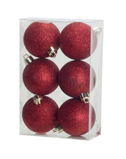 6 Boules de Noel rouges - D.12 cm