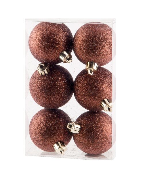 6 Boules de Noel brun - D.12 cm