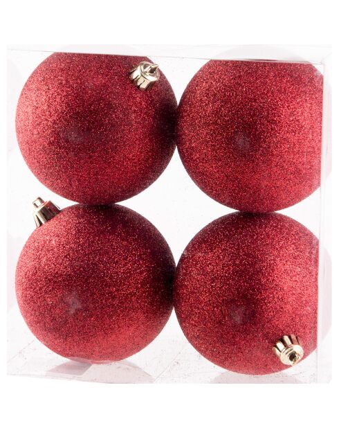 4 Boules de Noel rouges - D.24 cm