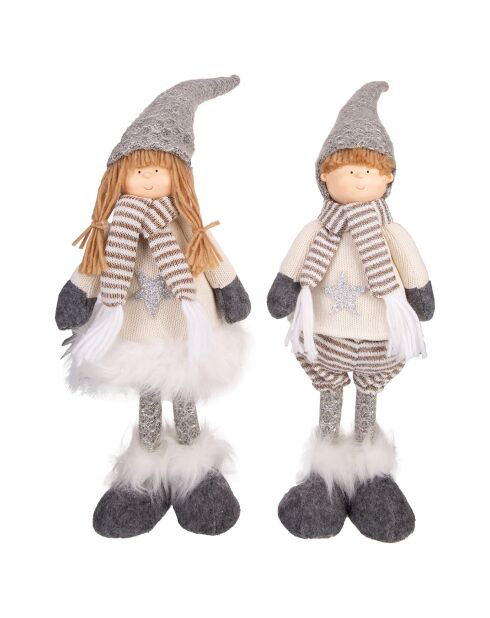 2 Figurines Enfant blanc grises - 15.5x13x55 cm