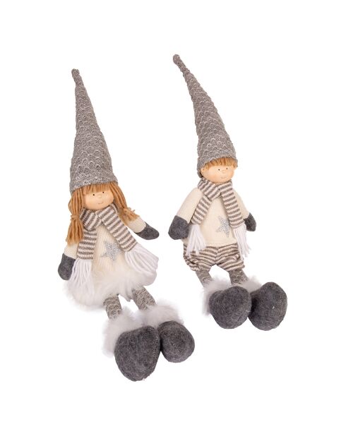 2 figurines Enfant blanc/gris - 26.5x13.5x58 cm