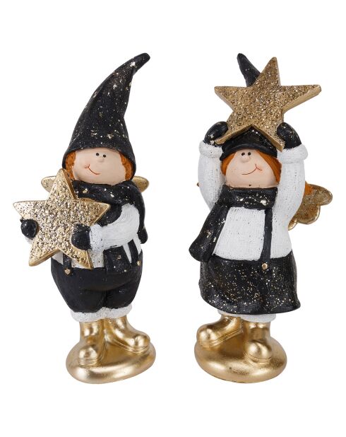 2 Figurines Enfant noires - 9x8x19.5 cm