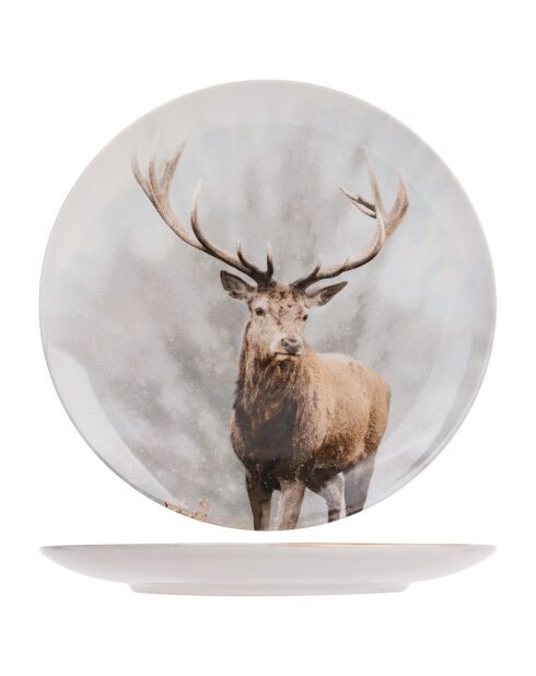 Assiette Plate en Grès Cerf multicolore - D.26 cm