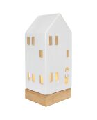 Petite maison décorative en Grès blanche - 10x8.5x22.5 cm