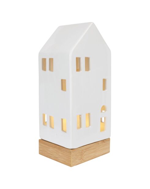 Petite maison décorative en Grès blanche - 10x8.5x22.5 cm