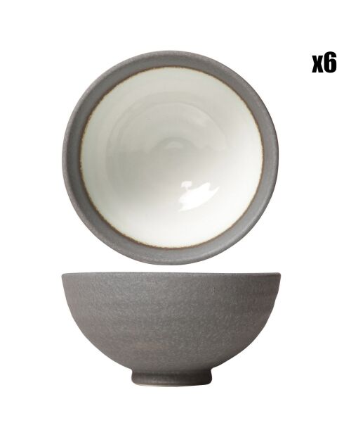 6 Bols Stone en porcelaine gris - D.11.5 cm