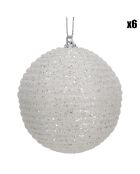 6 Boules Noel blanches - D.8 cm