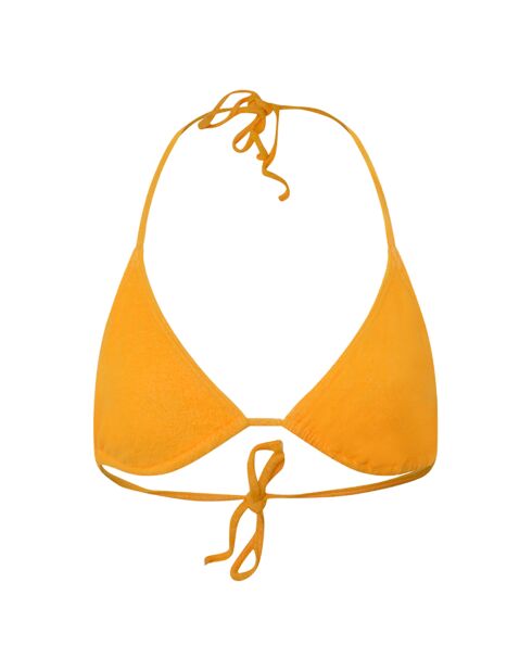 Traje de baño amarillo con forma de triángulo de felpa entrañable