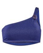 Top bikini asimmetrico blu con conchiglia