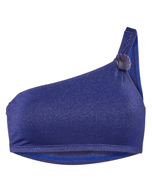 Haut de maillot de bain Asymétrique Coquillage bleu