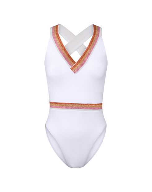 Costume da bagno intero bianco dorato