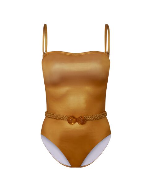 Traje de baño con diadema amarillo Coquillage de 1 pieza