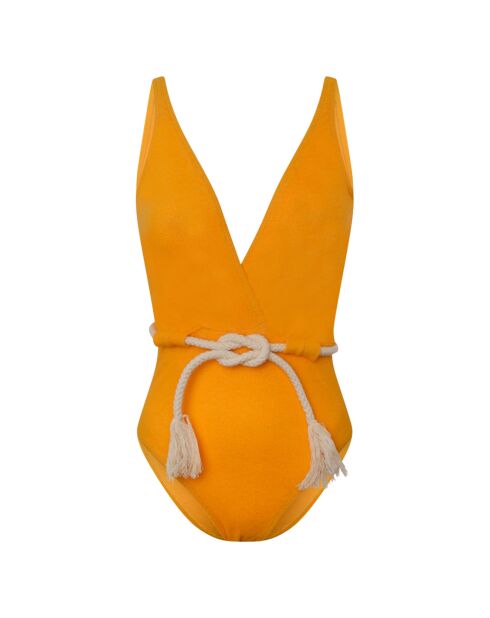 Maillot de bain 1 Pièce croisé éponge jaune