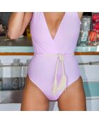 Maillot de bain 1 Pièce croisé éponge rose