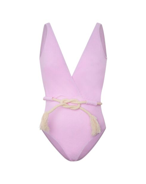 Maillot de bain 1 Pièce croisé éponge rose