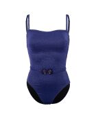 Maillot de bain 1 Pièce ceinture Coquillage bleu