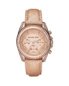 Montre Chronographe Femme en Cuir rose doré