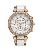 Montre Chronographe Femme en Acier rose doré/blanc