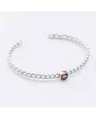 Bracelet en Argent, Laiton & Améthyste violette