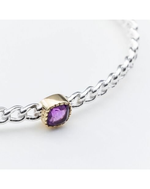 Bracelet en Argent, Laiton & Améthyste violette