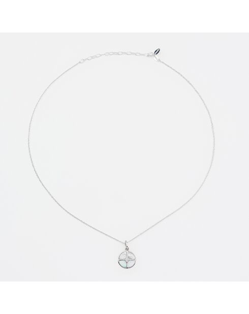 Collier en Argent, Nacre blanche & Zircone