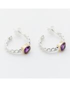 Boucles d'Oreilles en Argent, Laiton & Améthyste violette