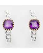 Boucles d'Oreilles en Argent, Laiton & Améthyste violette