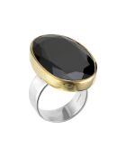 Bague en Argent, Laiton & Onyx noir