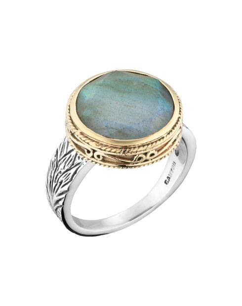 Bague en Argent, Laiton & Labradorite