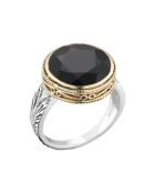 Bague en Argent, Laiton & Onyx noir