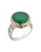 Bague en Argent, Laiton & Onyx vert