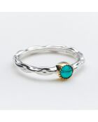 Bague en Argent, Laiton & Turquoise reconstituée